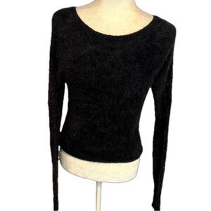 NWT Black Fuzzy Sweater Happily  Grey Small